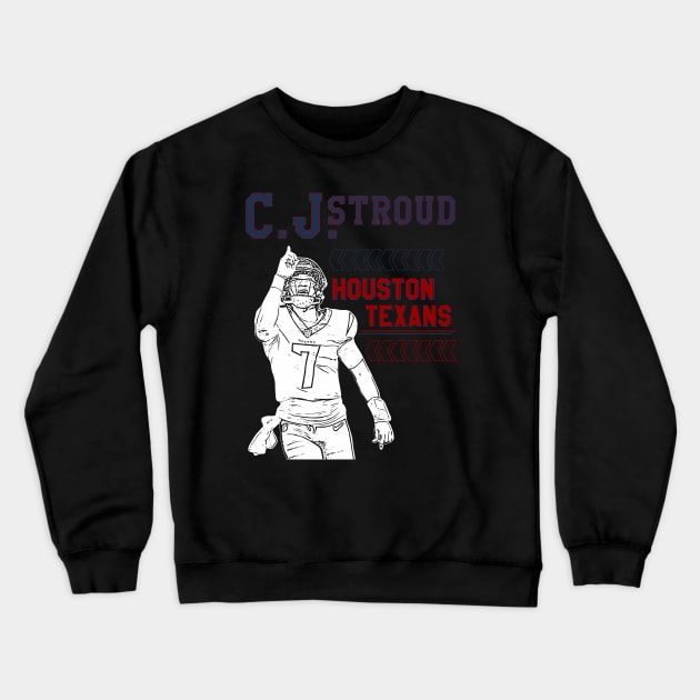 C.J. Stroud || Houston Texans || White retro Crewneck Sweatshirt by Aloenalone